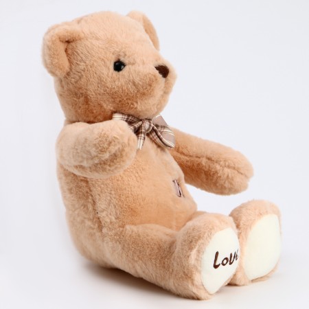 Soft toy "Bear" with a bow and heart, 39 cm, beige color-1