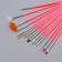 A set of brushes for building and design of nails, 15 pcs, 19 cm, pink color