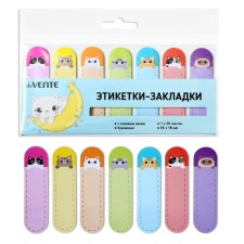 Bookmarks with adhesive edge of 18 x 65 mm, 7 colors of 20 sheets, paper, Davente Kitty, plastic bag with euro -suspension