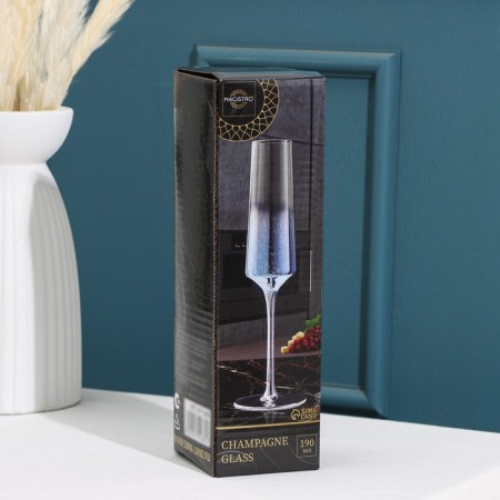 A glass of glass for champagne Magistro "Flinking", 190 ml, Blue color-1