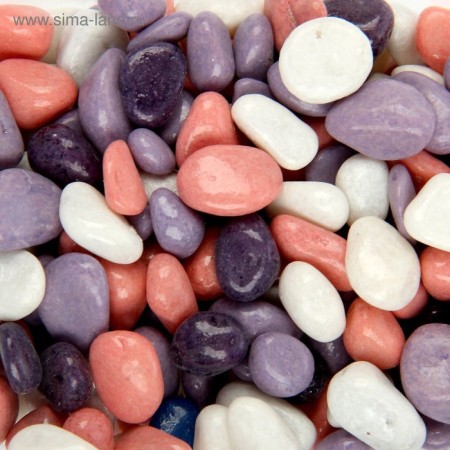 Pebbles for aquarium (5-10 mm) lilac-white-pink-violet, 350 g