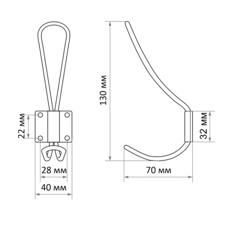 Hook furniture tundra TKD009, two -rod, black, 5 pcs-4
