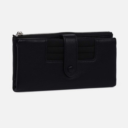 Women's wallet on the button, black color