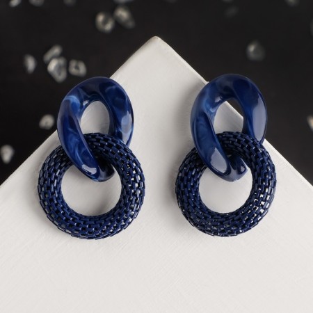 Earrings Assorted "Infinity" interweaving, blue color-2