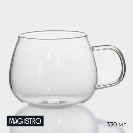 Glass mug Magistro "Valencia", 330 ml, 10 × 8 cm