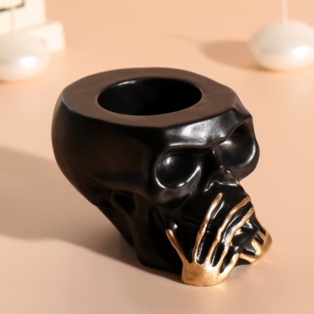 Skull "Skull Silence" 7*10cm black with golden fingers-2