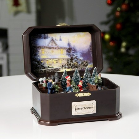 LED figure "Christmas tree market" 20 × 14 × 12 cm, polystone, AAX3 batteries (not in the kit), USB, glow warm white-1