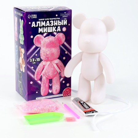 Diamond mosaic on the figure "Pink Bear"-1