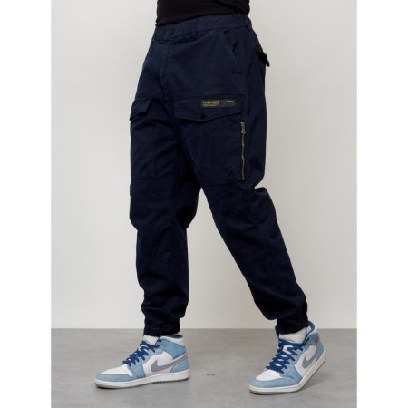 Cargo jeans men, size 48, dark blue color-5