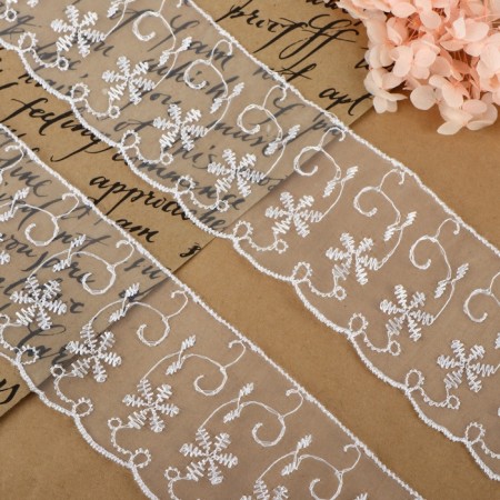 Organza lace, 63 mm × 13 ± 1 m, white color-1