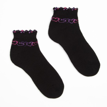Women's terry socks "hearts", black color, size 23-25-1