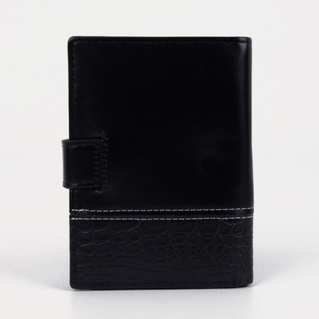 Male purse on the button, 3 in 1, for auto documents, passports, bills, pockets for cards, for coins, black color-1