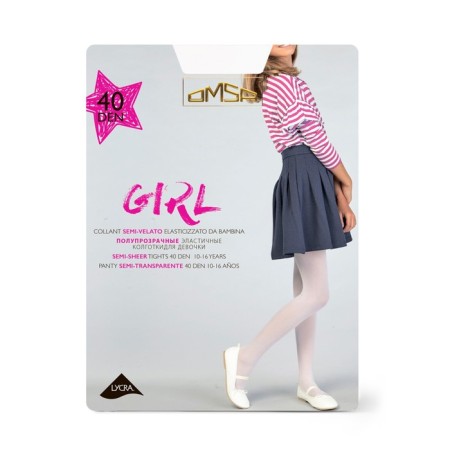 Pantyhose children Omsa Kids Collant Girl 40 Bianco, size 6-8-1
