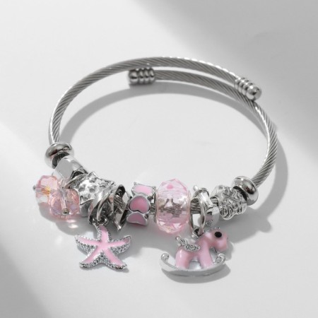 Assortment "Mardgeri" Multi, horse, pink color in silver-1