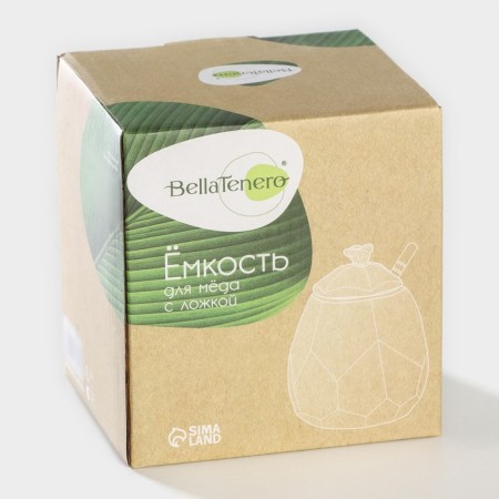 Porcelain capacity for honey with a spoon Bellatenero "Bee", 550 ml, white color-6