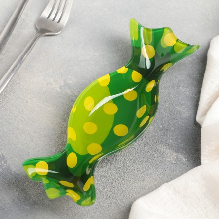 Glass share of “Golsheki”, 21 × 7.5 cm, green color