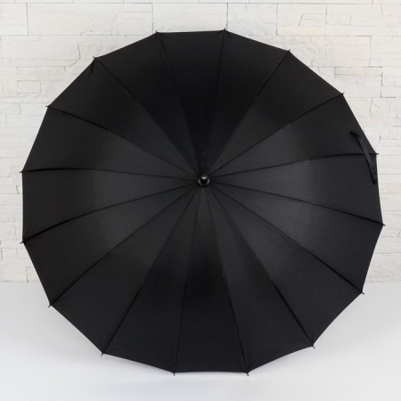 Umbrella - semi -automatic cane "plain", 16 knitting needles, r = 48 cm, black color-4