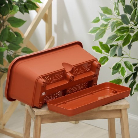 Balcony box with pallet, 40 cm, terracotta color-4