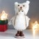 Interior doll "Girl in a curly white fur coat and owl cap" 15.5 cm