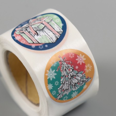Stick Paper "Drawn New Year" d = 2.5 cm 252 pcs in the roll-3