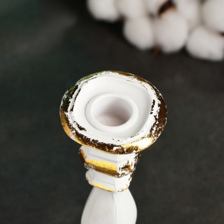 Tappert candlestick 21x10x10cm, white with gilding-2