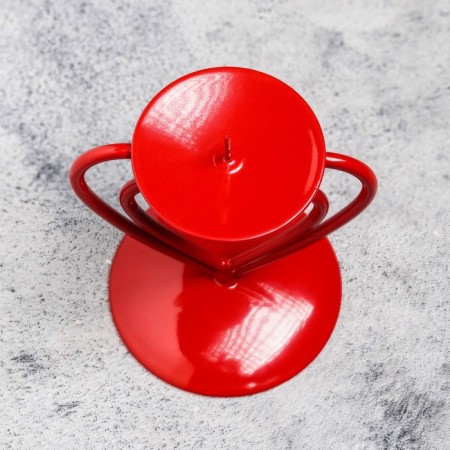 Glamur candlestick Metal per 1 candle, 9x10.2 cm, red-3