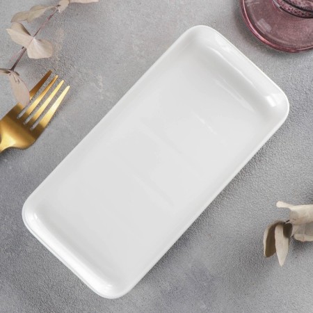 Porcelain rectangular porcelain Wilmax, 19 × 10 cm, white color