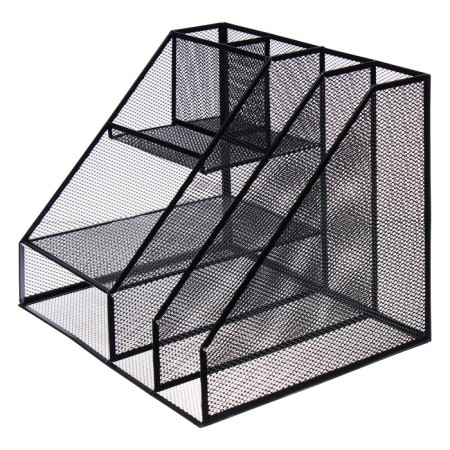 Stand for stationery, 7 departments, mesh, metal, black-1