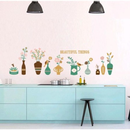 Sticker Plastic Interior color "Flowers in vases" 60x90 cm