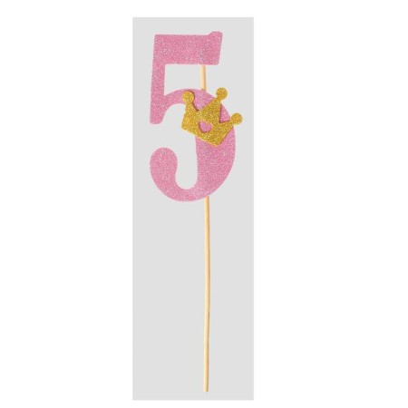 Топпер «5», с короной, цвета МИКС-1