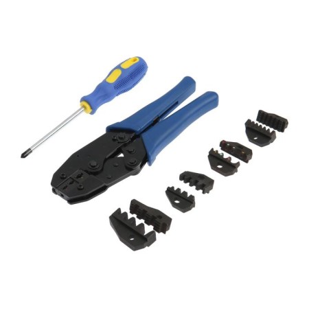 Press and tundra bag, 5 matrices + screwdriver, for testing wire tips