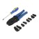 Press and tundra bag, 5 matrices + screwdriver, for testing wire tips