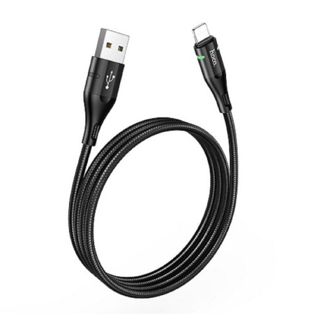 Hoco U93 cable, USB - Lightning, 2.4 A, 1.2 m, indicator, black-2