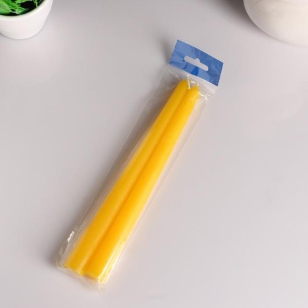 A set of antique candles, 2.2x 25 cm, lacquered 2 pieces, yellow-1