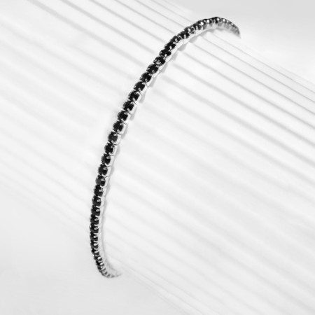 Bracelet "ice" 1 row, gray color in silver, 7 cm-2