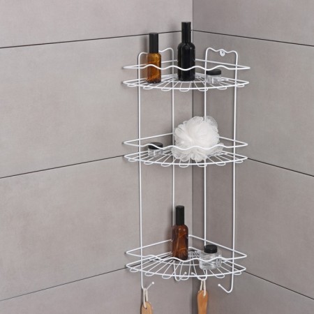Bathroom shelf is an angular 3-tier “wave”, 24 × 24 × 64 cm, white color-1