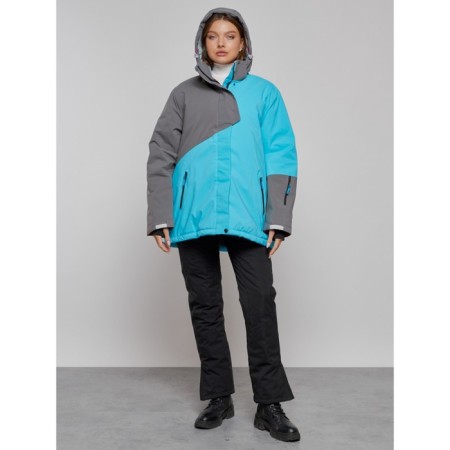 Ski jacket women's winter, size 56, blue color-1