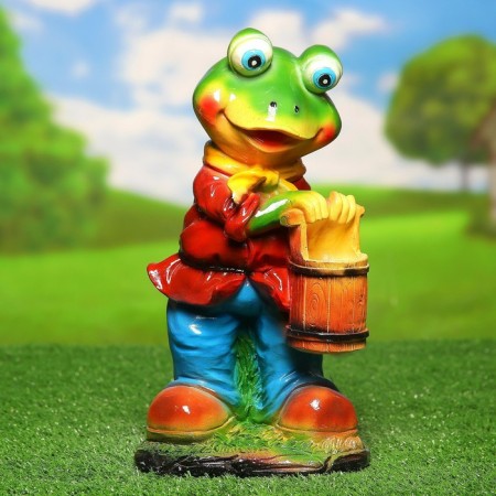 Garden figure "Frog with a bucket", mix, 34x18x15cm