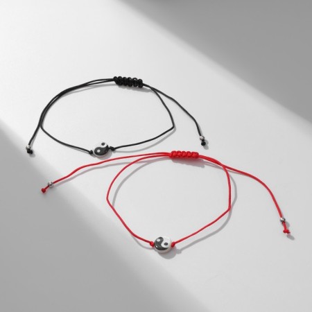 Bracelet-reinforcing "Red thread" set 2 pcs., Yin-yang, black and white color-2