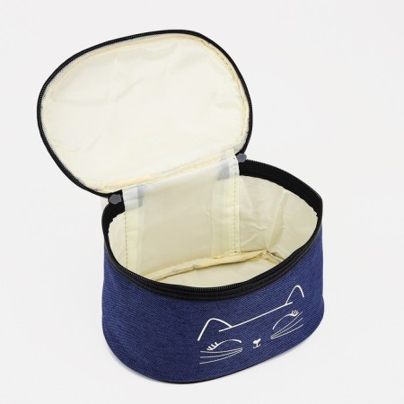 Cosmetic bag with a zipper, with a lining, blue color-2