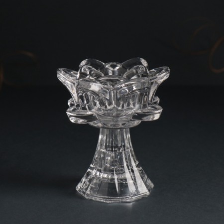 Glass Glass per 1 candle d = 3 cm "Bun Rose" transparent 8.2x8.2x9 cm-1