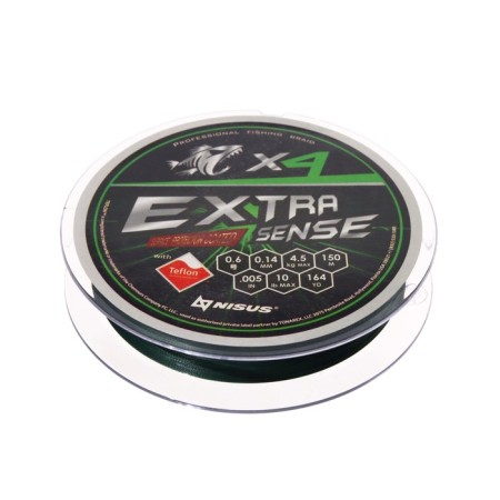 NISUS EXTRASENSE X4 PE cord, diameter 0.14 mm, test 4.5 kg, 150 m, green