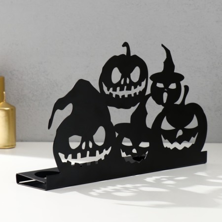 Summary Metal for 5 candles "Halloween. Pumpkin" Black 12.5x29.5x6 cm-3