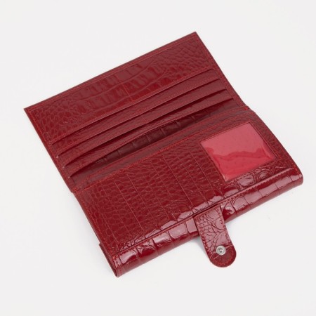 Women's wallet on the button, red color-3