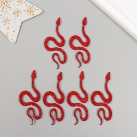 Decor "Red Snake" Foam Glitter, 7 cm (set 6 pcs)-1