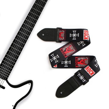 Music Life guitar belt, 60-117x5 cm, crosses
