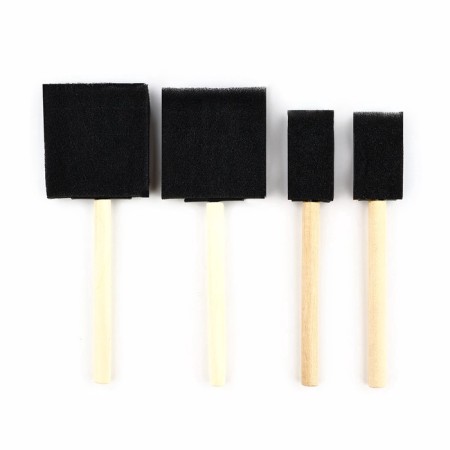 Brush for drawing sponge set 4 pcs. "Create" flat, wooden pen-1