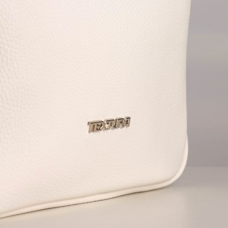 A backpack with a zipper, Textura, external pocket, white color-3