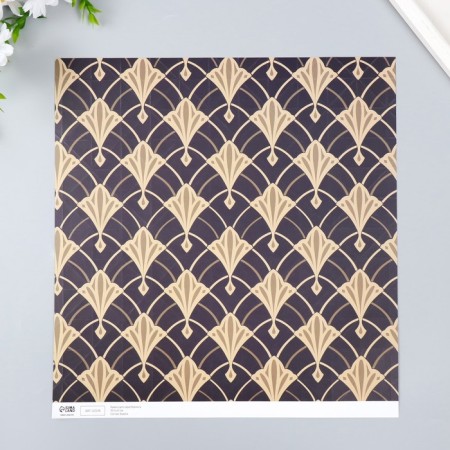 Scrapbooking paper bilateral "Versailles and rhombus gold" density 180 g 30.5x32 cm-4