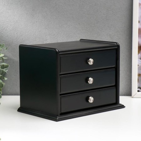Casket wood "chest of drawers with 2 boxes" black 21.5x14.5x16 cm